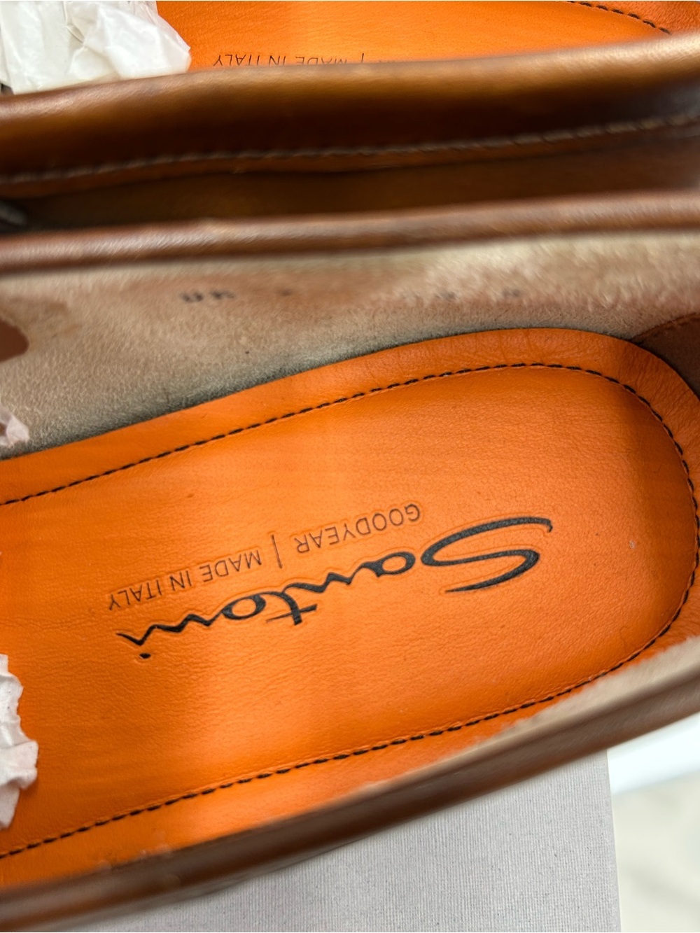 Men's Santoni Carlo soft furnished Leather penny loafers size 8 US made in Italy - Picture 6 of 12